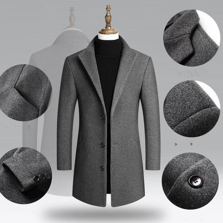 Autumn And Winter Woolen Trench Coat Men