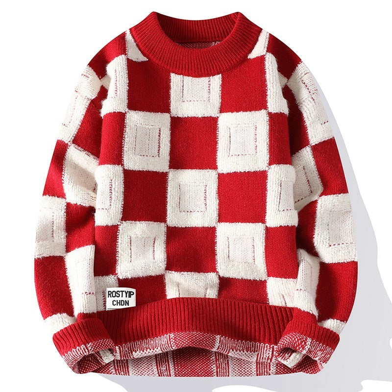 checks Round Neck Sweater