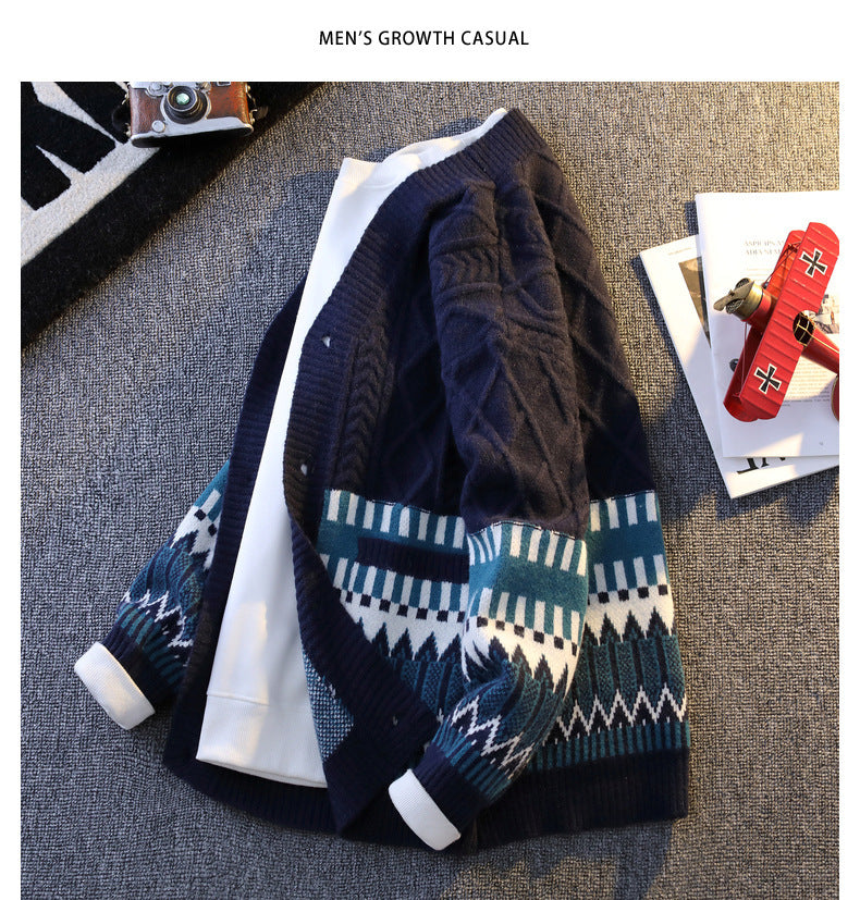 Knitwear All-match Loose Contrast Color Warm sweater