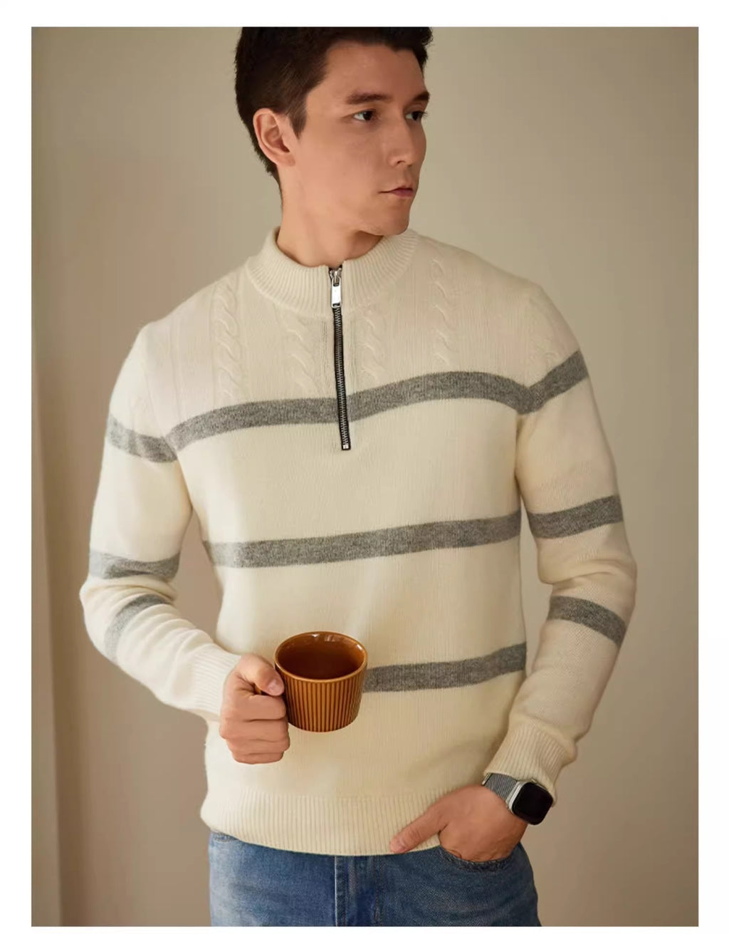 High-end Stripe Warm Knitwear sweater