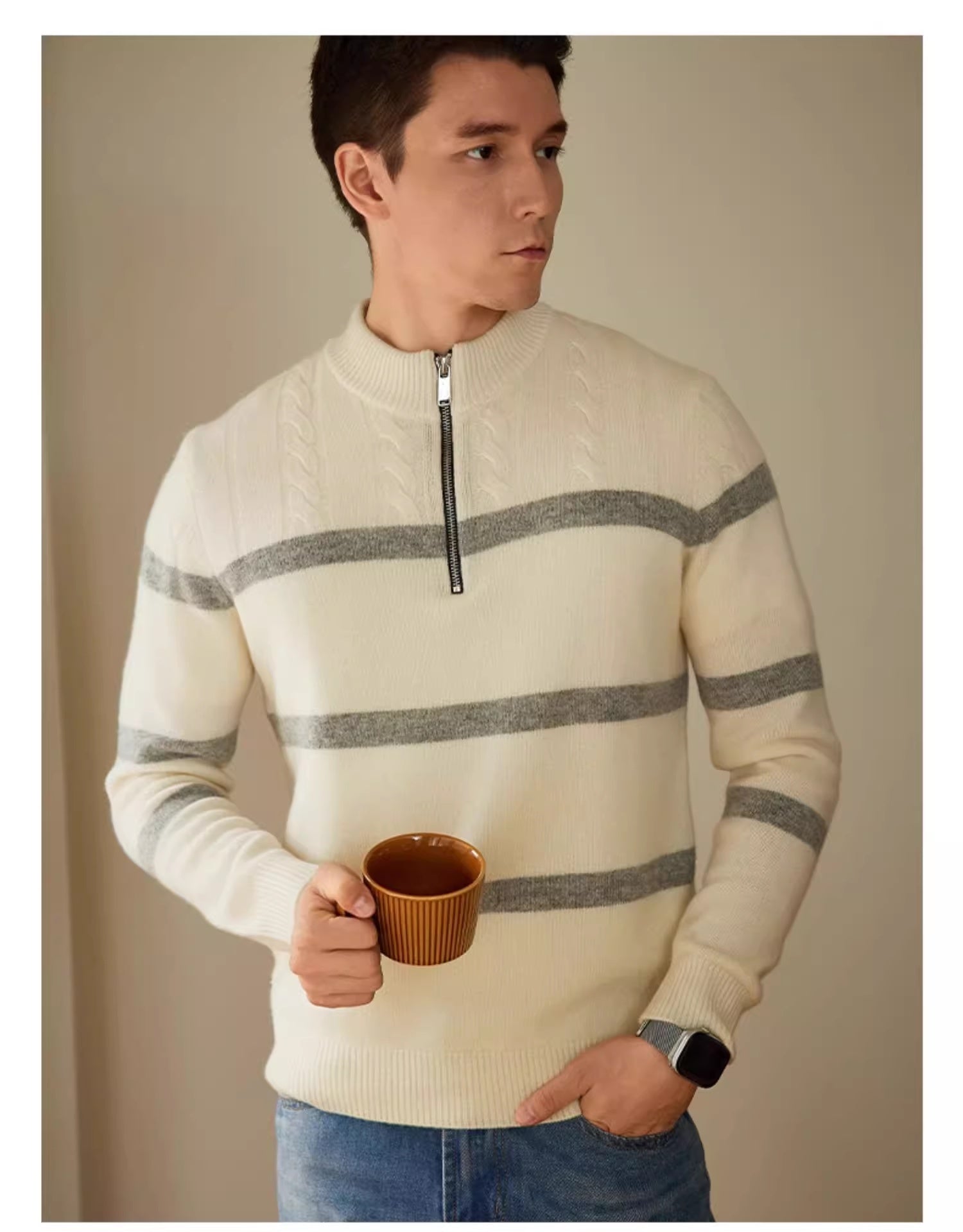 High-end Stripe Warm Knitwear sweater