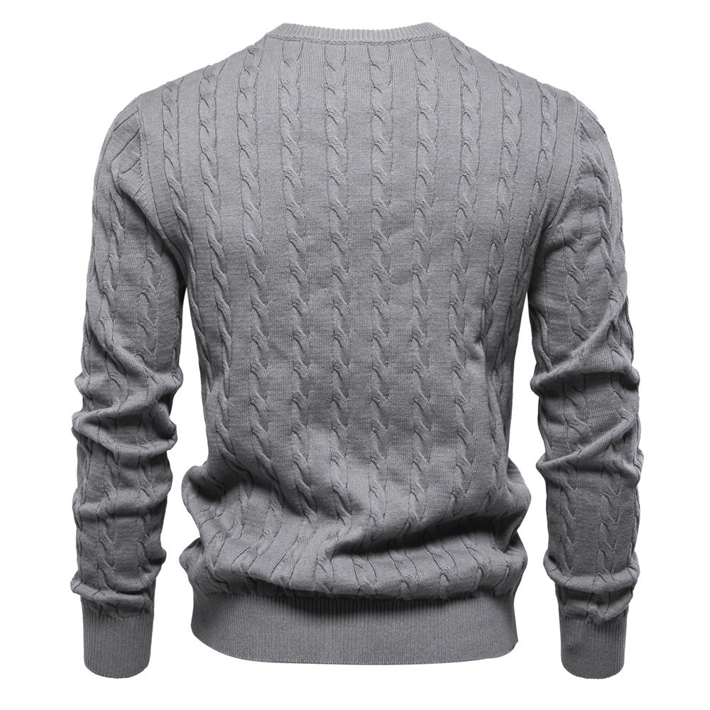 Pullover Deer Embroidery Solid Color Sweater For Men