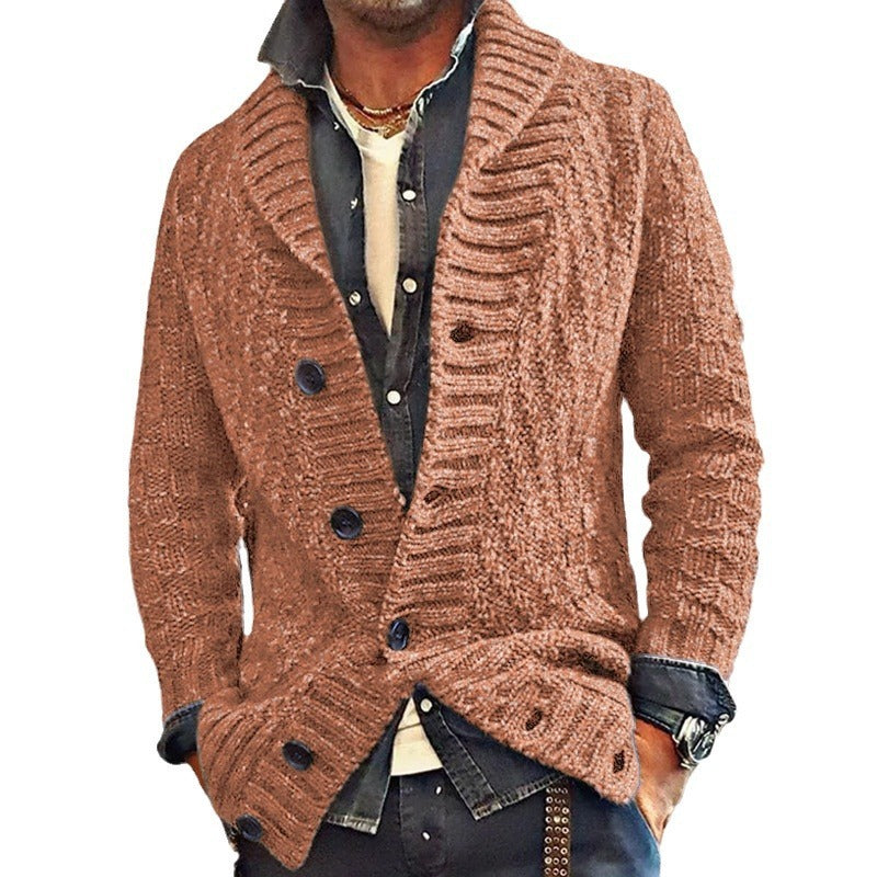 Polyester Men's Long-sleeved Thick Needle Sweater