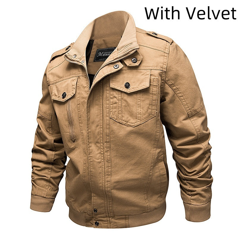 Men's Casual Cotton Tooling Plus Size Jacket