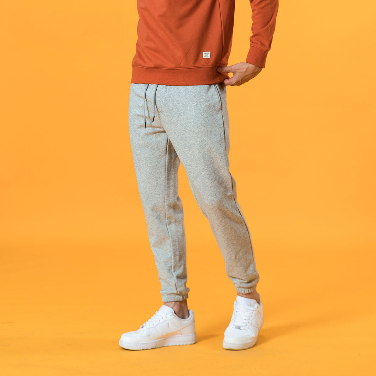 Slightly Loose Drawstring Grey Trousers For Men