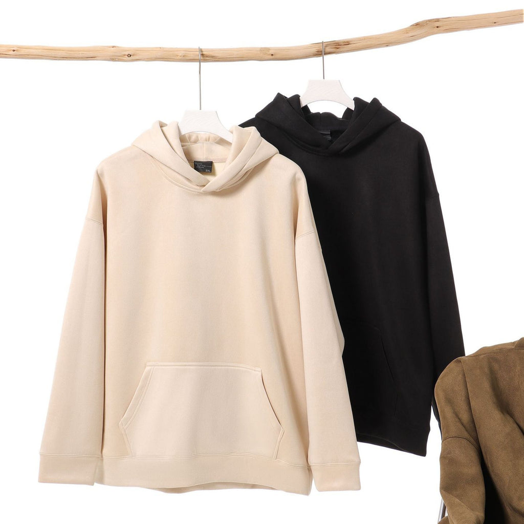 Suede No Hat Rope Hooded Sweater For Men