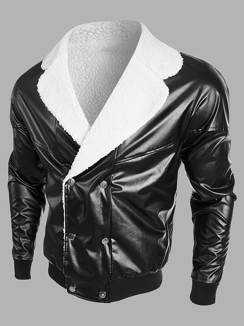 Men's Leather Fleece-lined Thickened Casual jacket