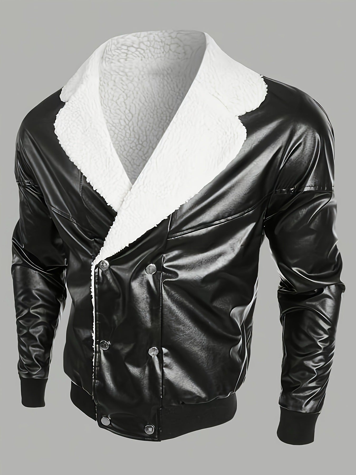 Men's Leather Fleece-lined Thickened Casual jacket