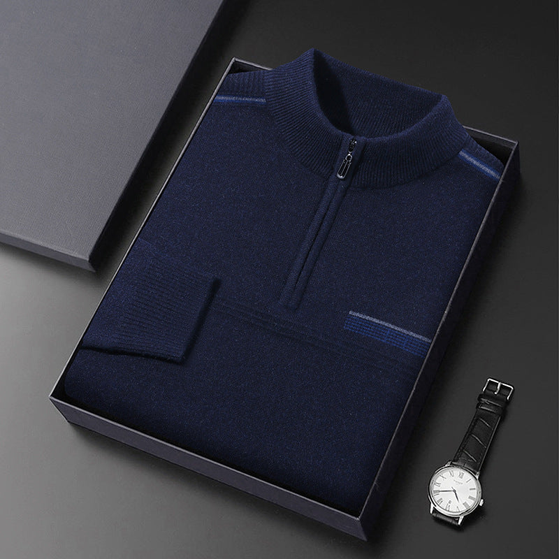 Men's Half-turtleneck Zipper Sweater For Middle And Elderly aged