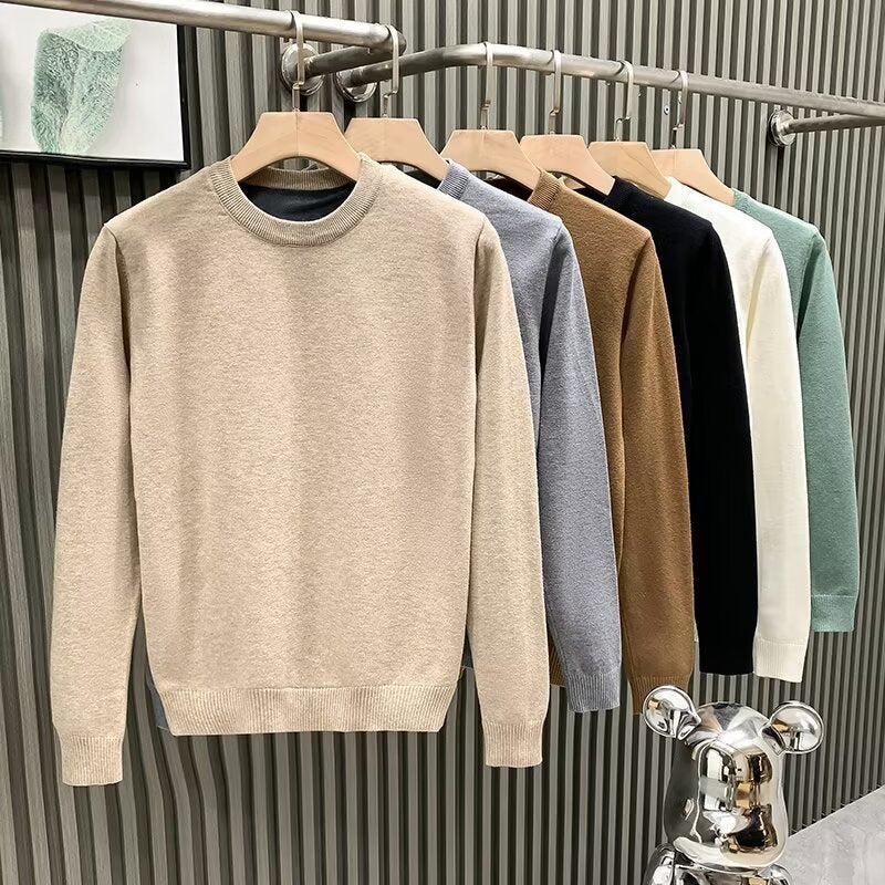 Men's Solid Color Casual Bottoming Sweater