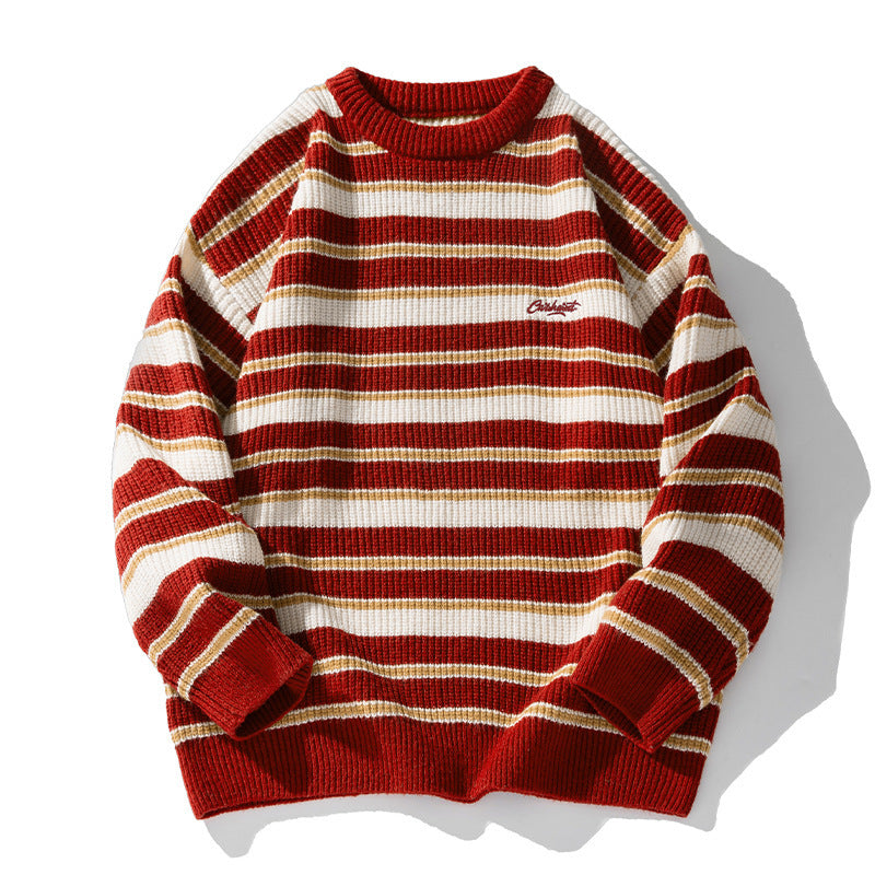 Striped Heavy Thick Needle Sweater Men