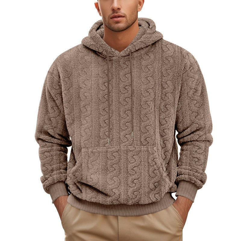 Men Hooded Jacquard Plush Sports And Leisure hoodie