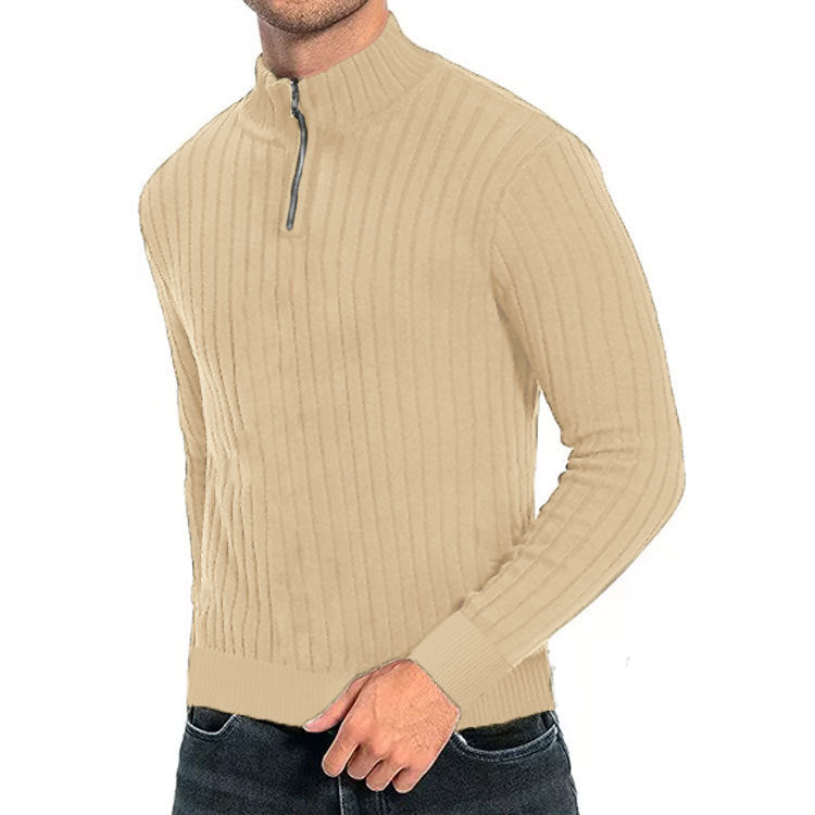 Leisure Pullover Men's Half-high Collar Zip Sweater
