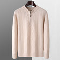 Autumn And Winter Pure Wool Men's Diamond Lattice Loose Half Zipper Sweater