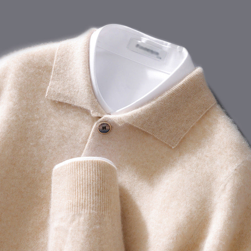 Men's Business Casual Polo Collar Knitted Sweater
