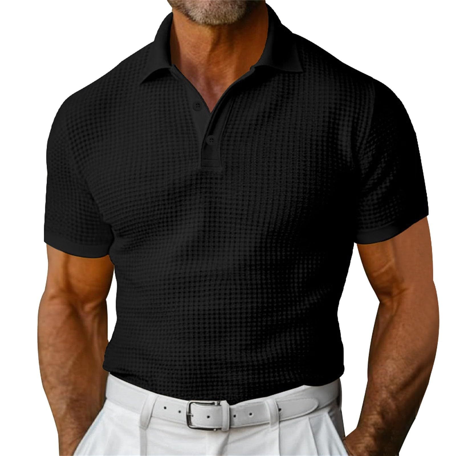 Waffle Short Sleeve Polo Shirt Men's