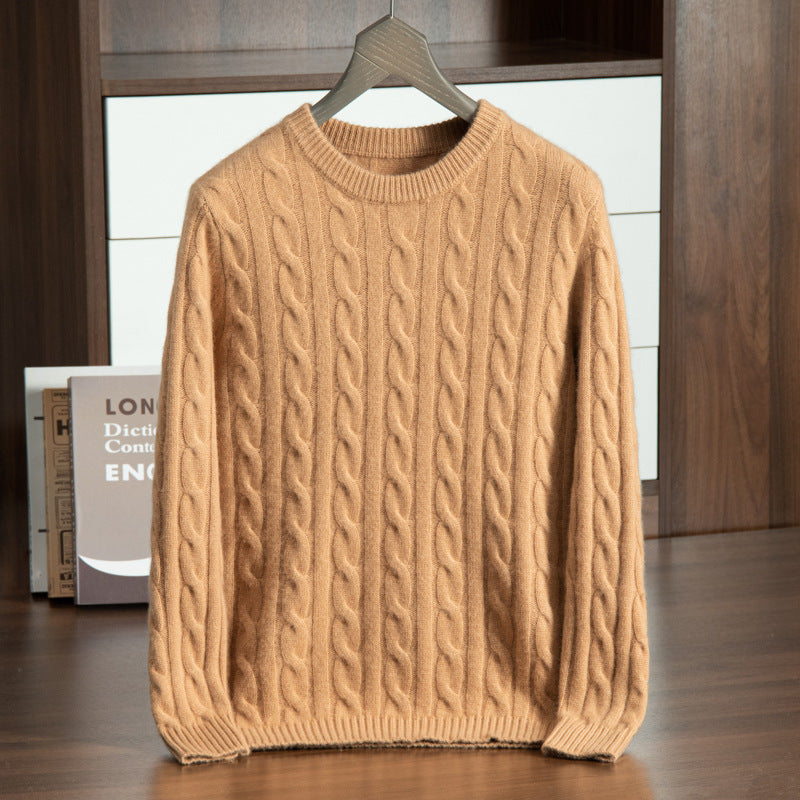 Pure Cashmere Shirt Men's Round Neck Three-strand Thickening sweater