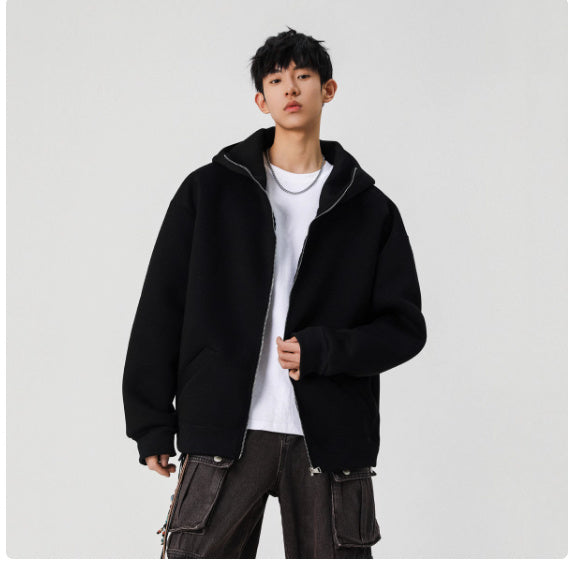 Solid Color Cardigan Sweatshirt