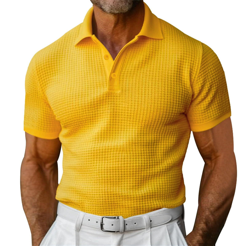 Waffle Short Sleeve Polo Shirt Men's