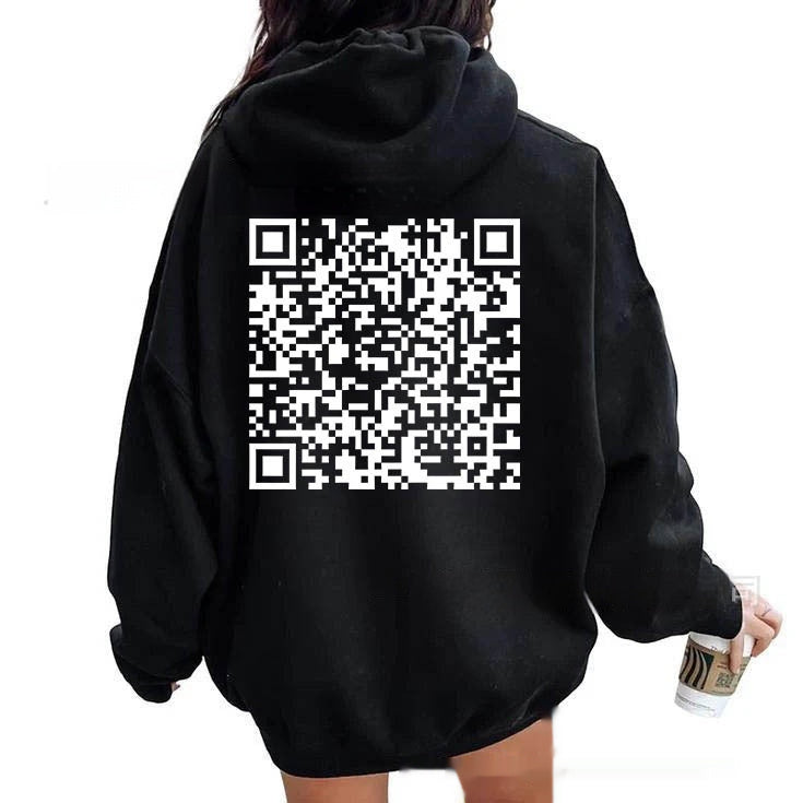 Hoodie Cross-border Fleece-lined QR Code Hoodie