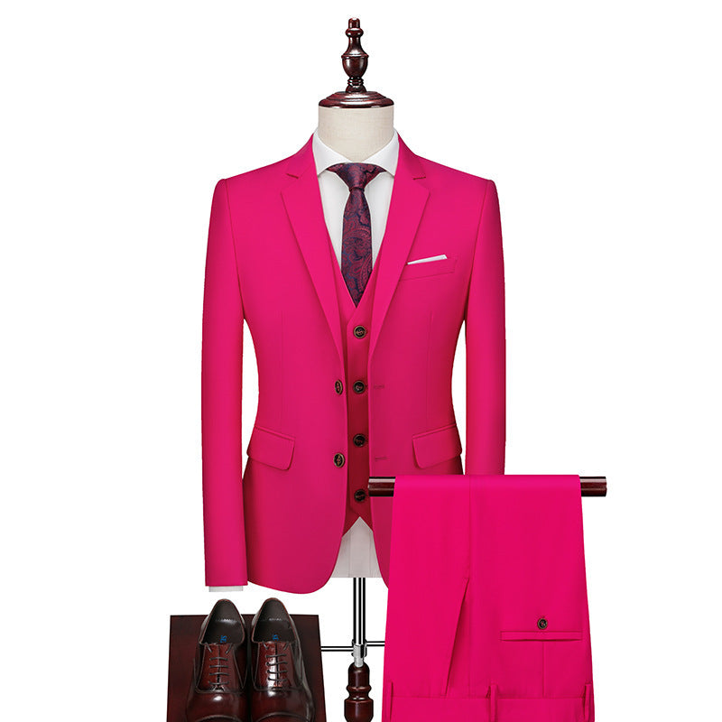 Men's Three-piece British Slim-fitting Wedding Dress Multicolor suit