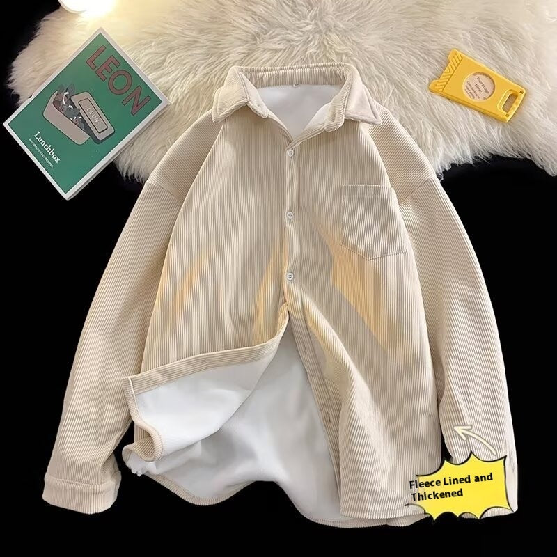 Fleece Thermal Long Sleeves Lapel Shirt