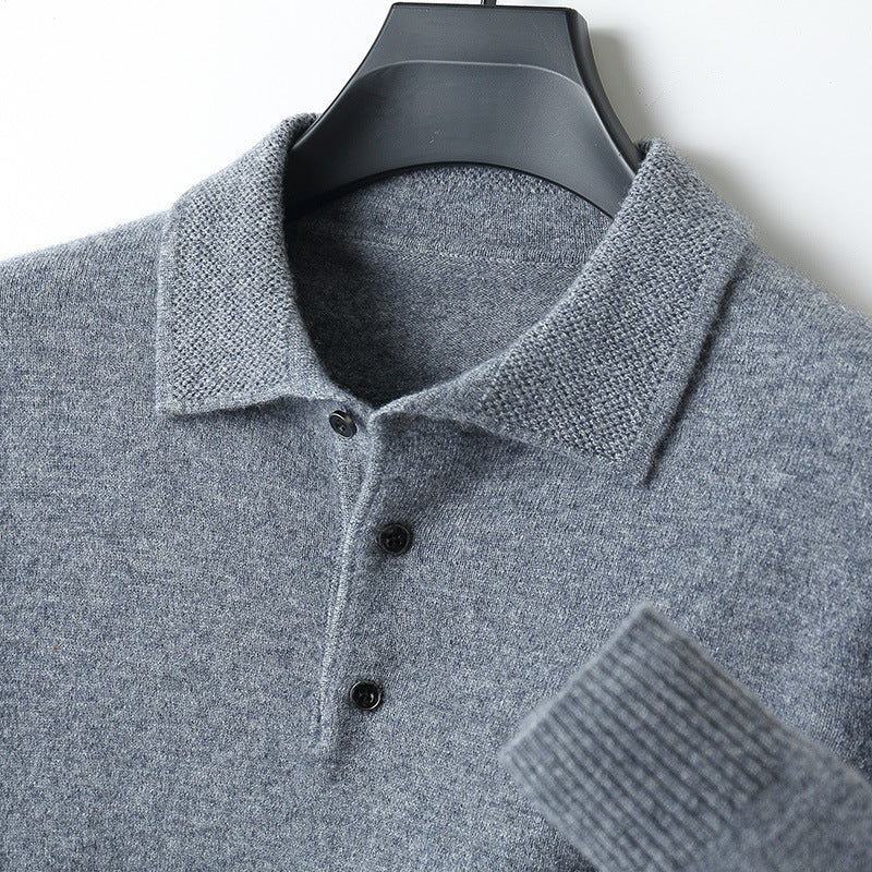 Men's Woolen Polo Collar Sweater