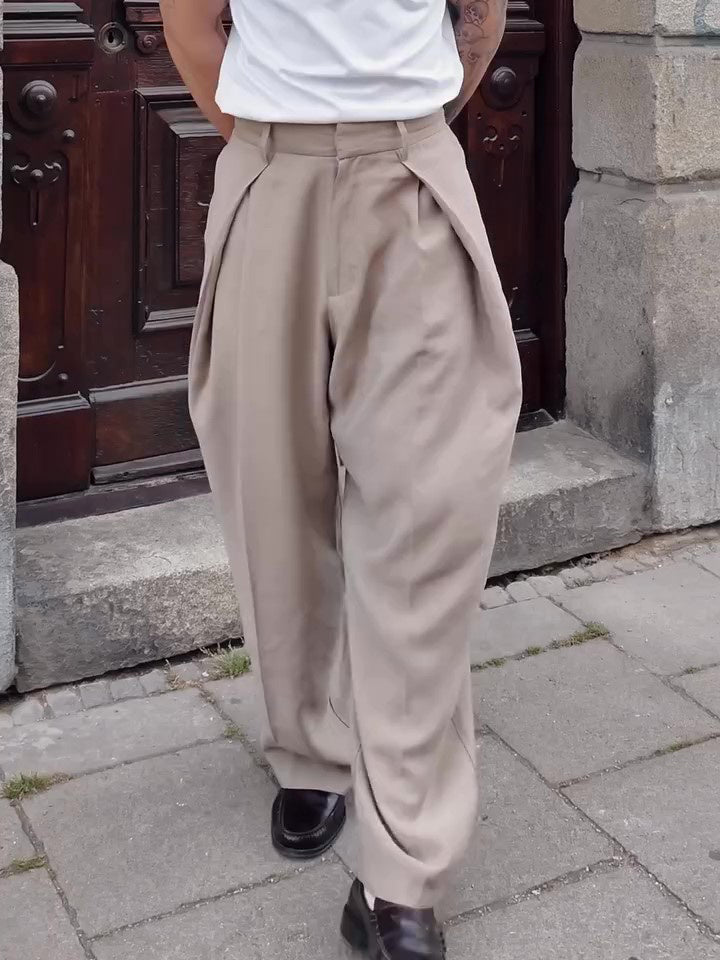 Men's High Waist Pleated Pants
