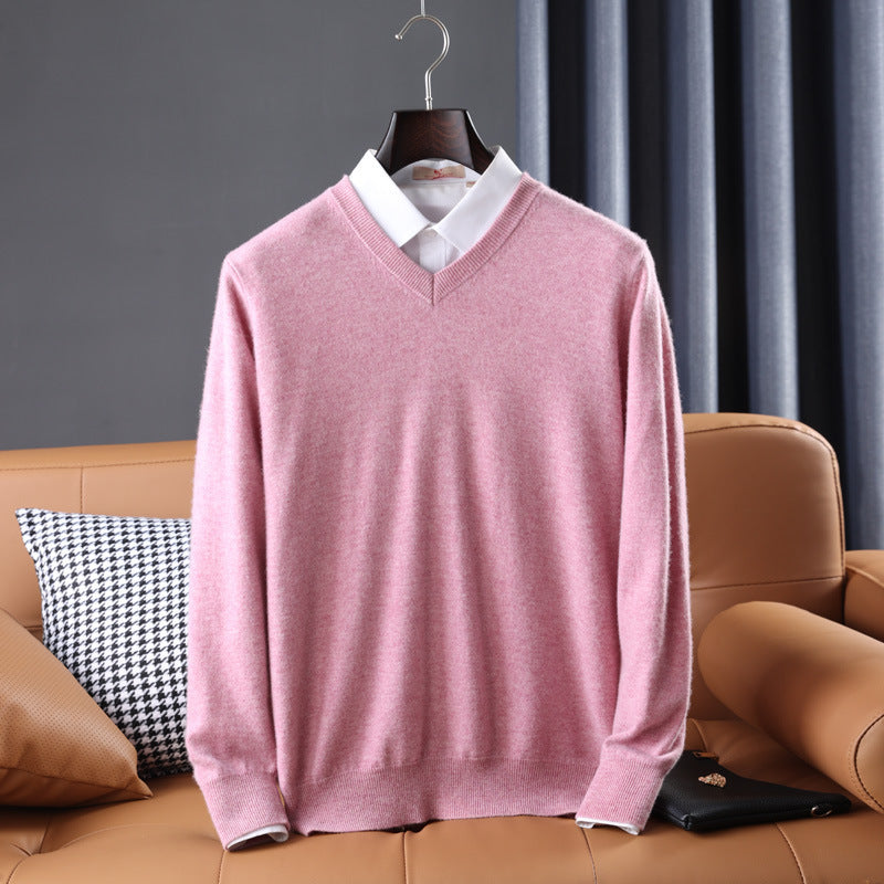Korean Style Wool V-neck Bottoming Shirt Pullover Sweater