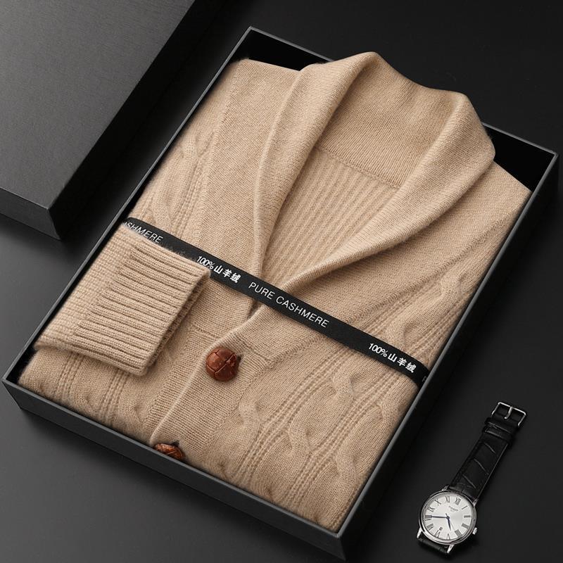 Men's Thickened Coat Twisted Collar Button Knitwear sweater