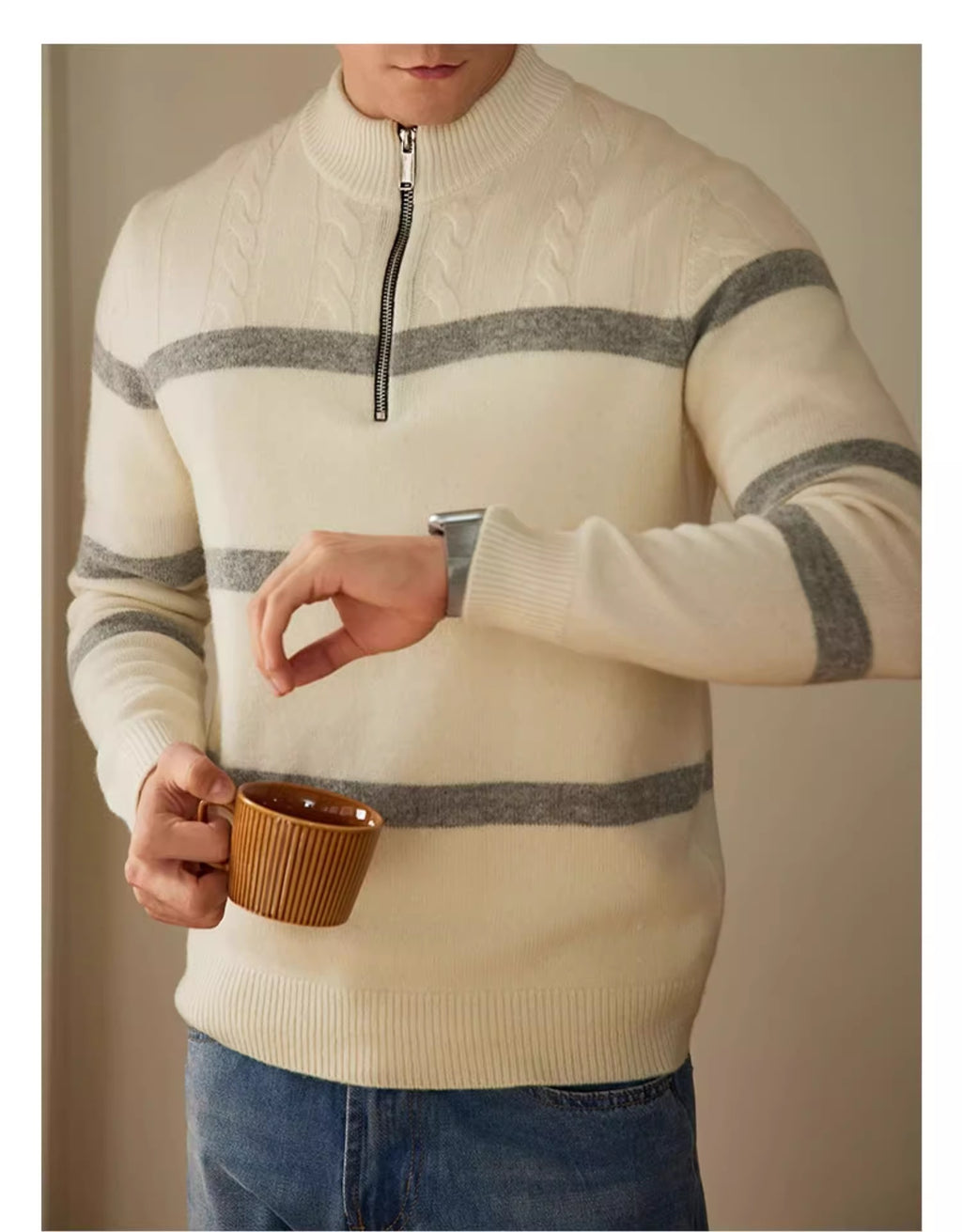 High-end Stripe Warm Knitwear sweater
