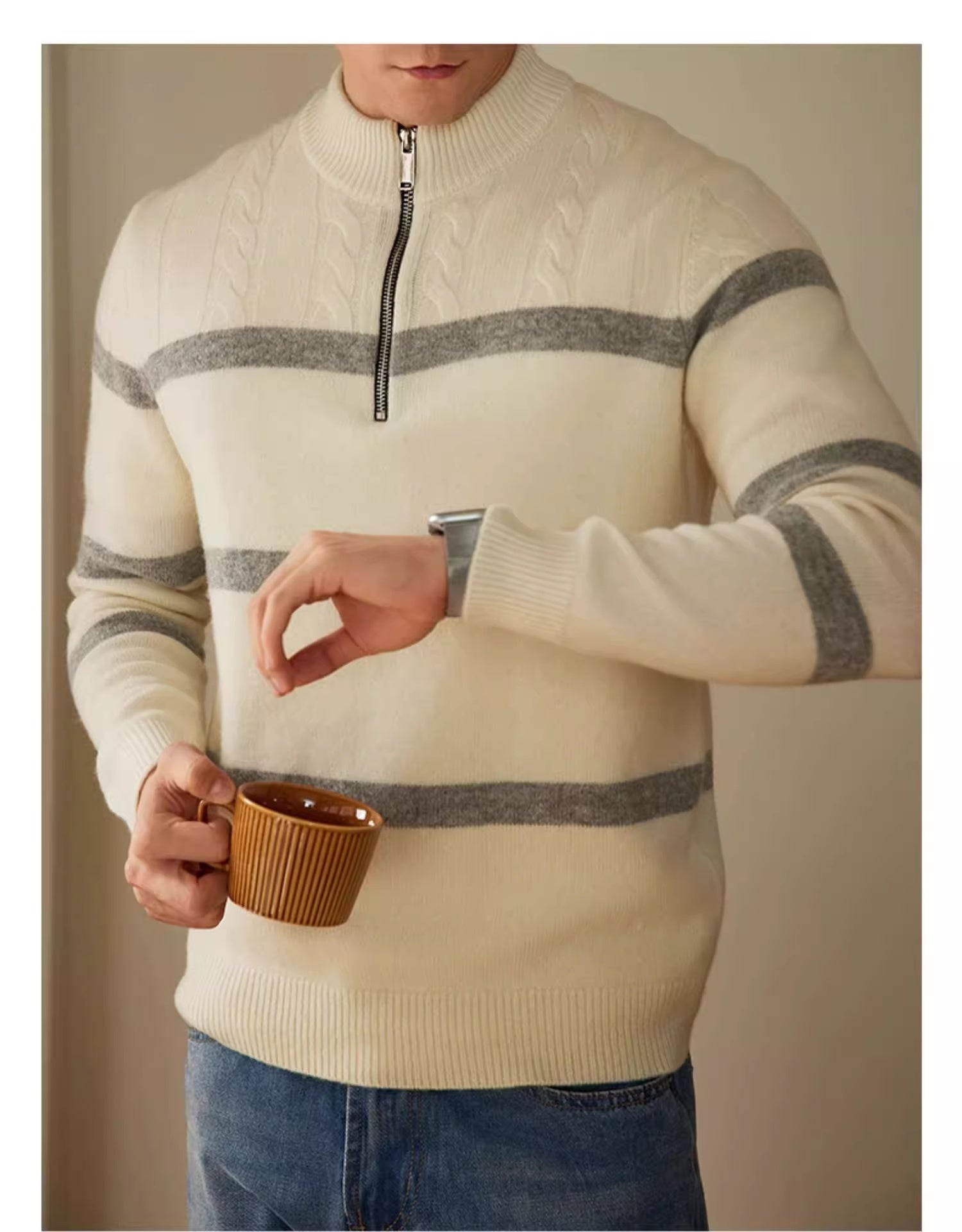 High-end Stripe Warm Knitwear sweater