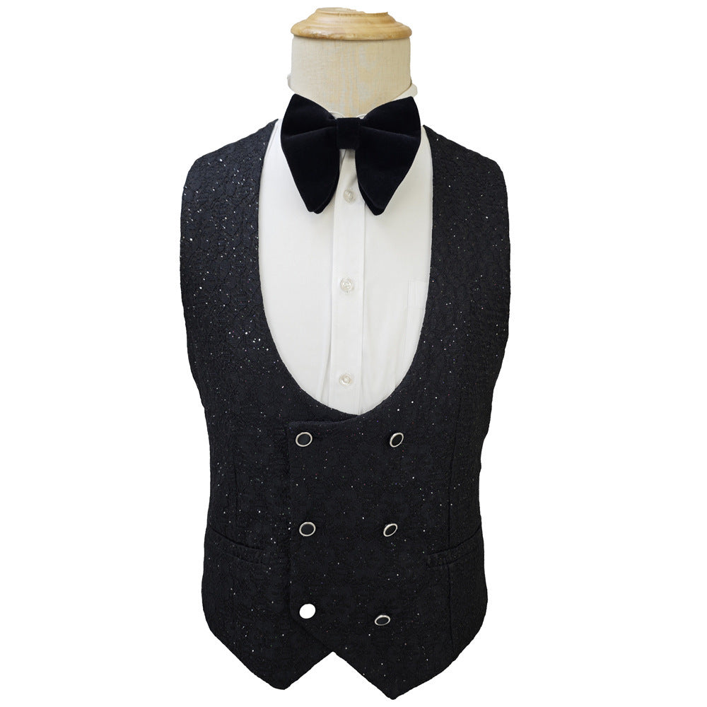 Men's Suit Set 3 Pieces Groomsmen Wedding Lace Costumes suit