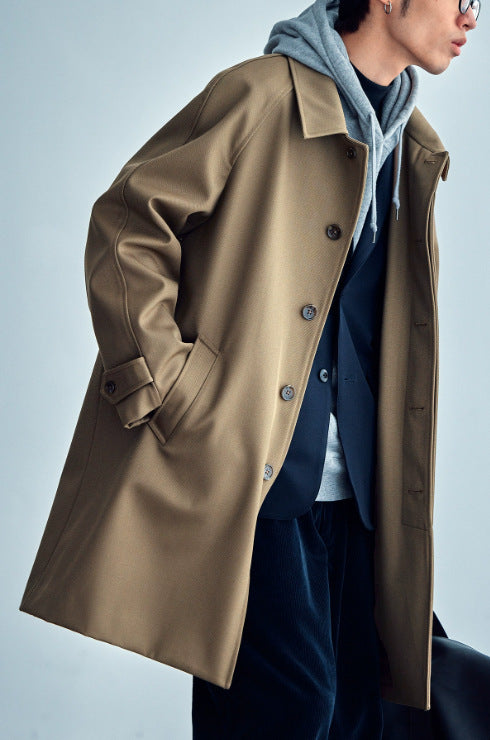 Wool Profile Raglan Sleeve Trench Coat