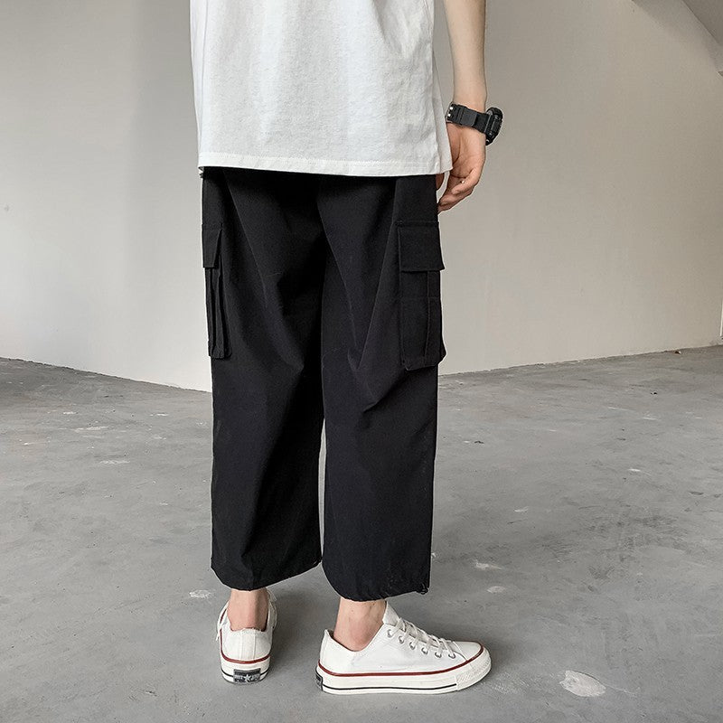 Mens Sports Casual Loose Fitting Wide Leg Trousers