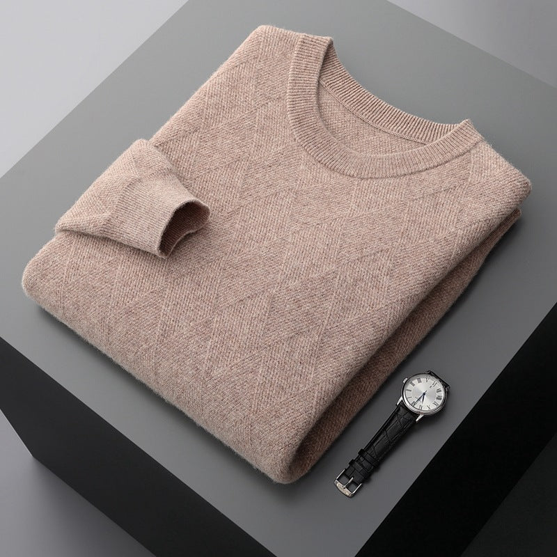 Autumn And Winter Round Neck Woolen Sweater For Men
