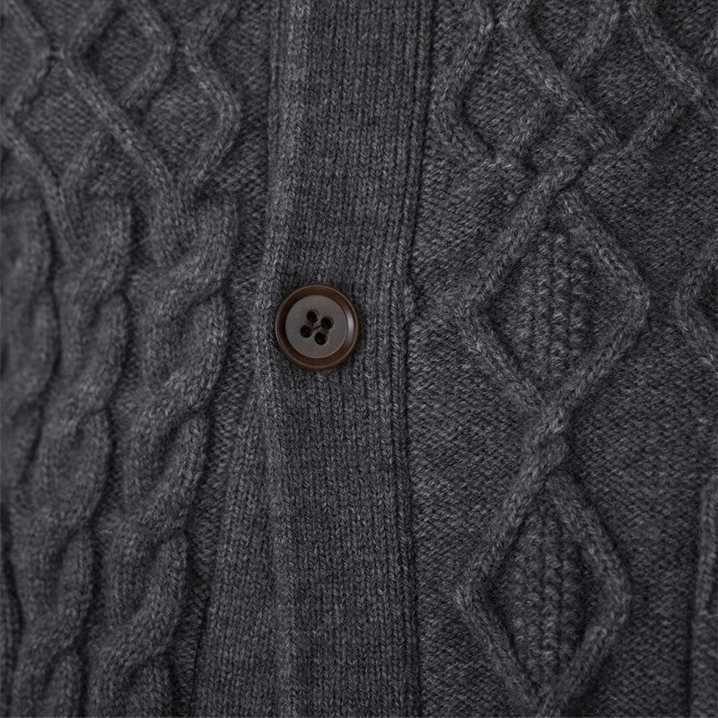 Thick Cardigan Vintage Jacquard Sweater
