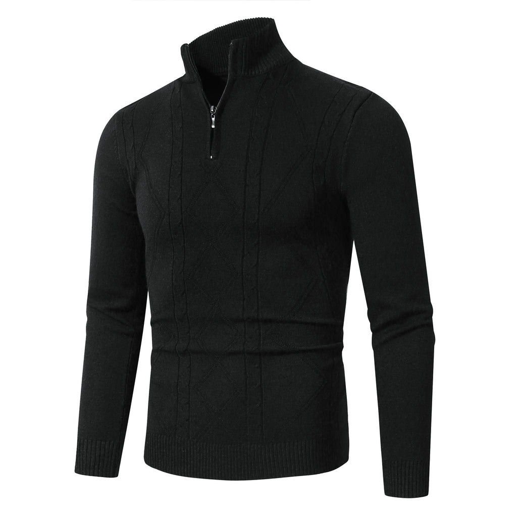 Men's Casual Stand Collar Long Sleeve Half Zipper Sweater