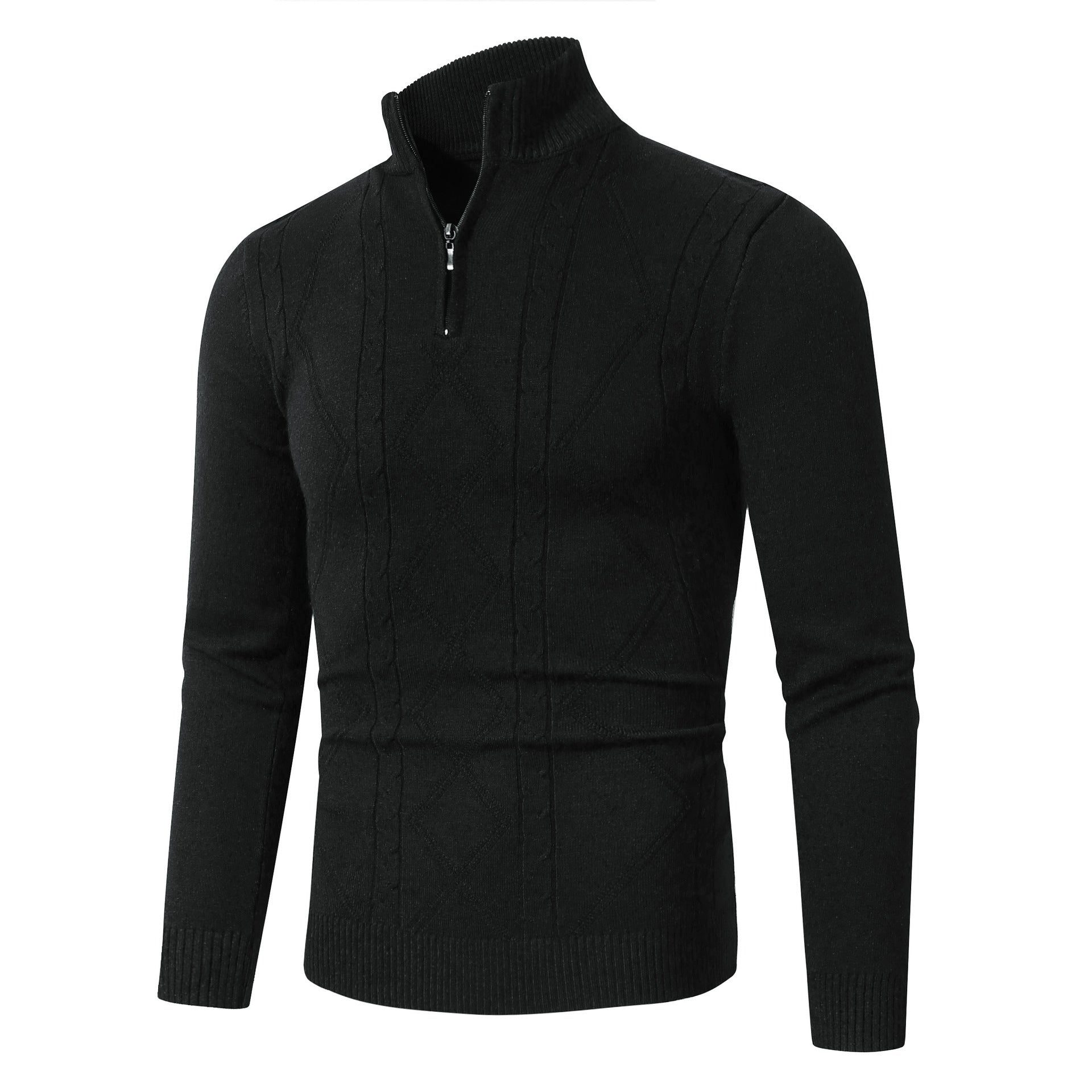 Men's Casual Stand Collar Long Sleeve Half Zipper Sweater