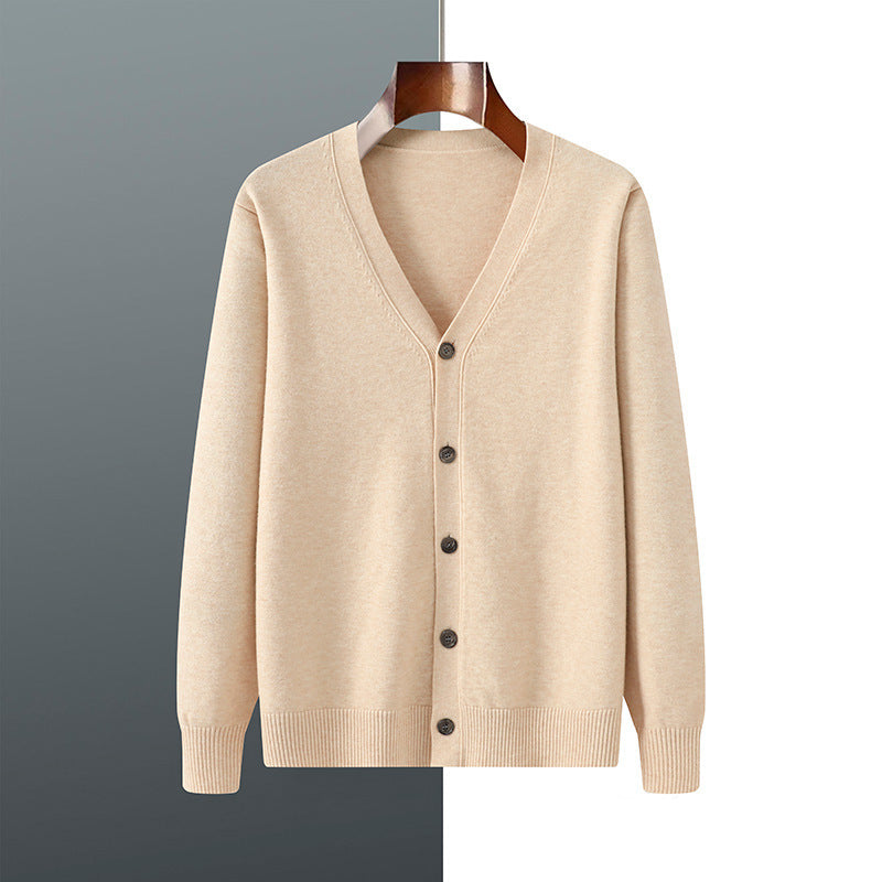 V-neck Knitted Cardigan Coat Men