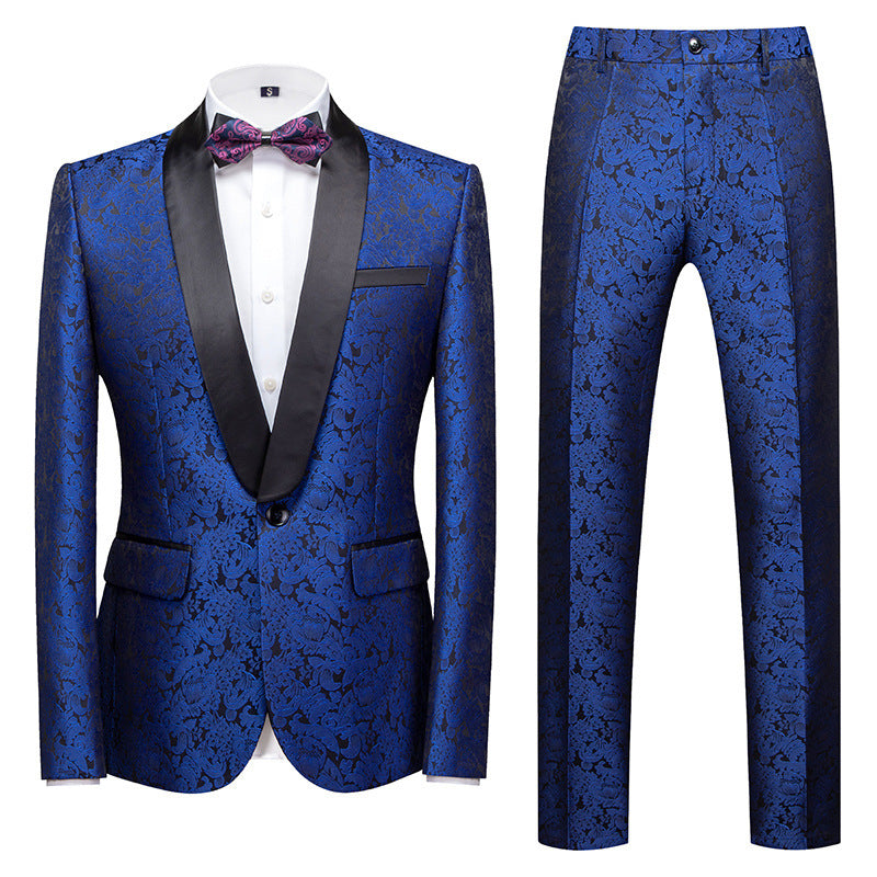 Men's Evening Dress Host Jacquard Two-piece suit Set