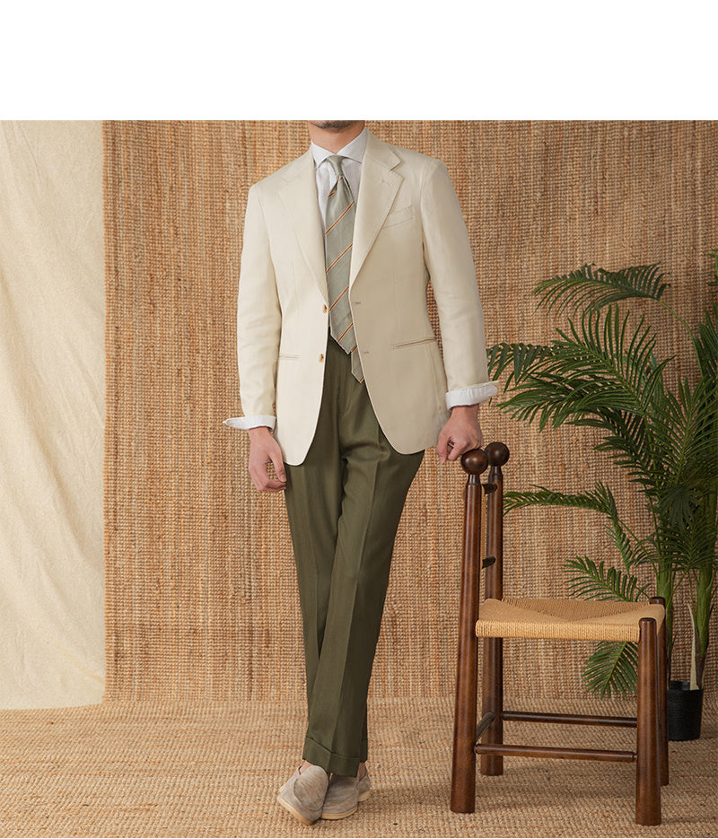Linen Cotton Half Lining Lightweight Casual Breathable Suit