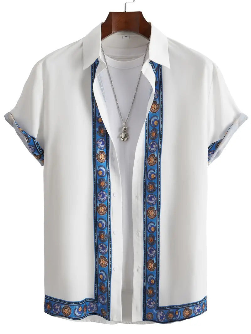 Casual All-matching Geometric Short Sleeve Shirt