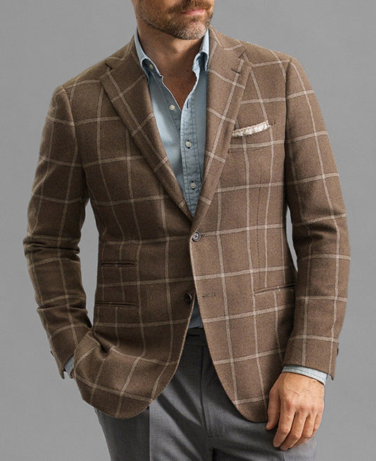 Light Business Men's Suit Printed Checks Coat
