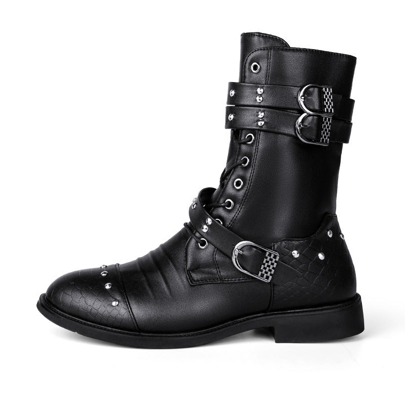 Middle Tube Leather Boots Ceremonial Motorcycle Men's Martin boots