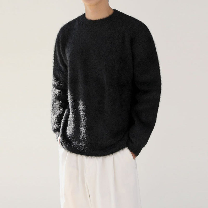 Winter Thick Round Neck Mohair sweater men