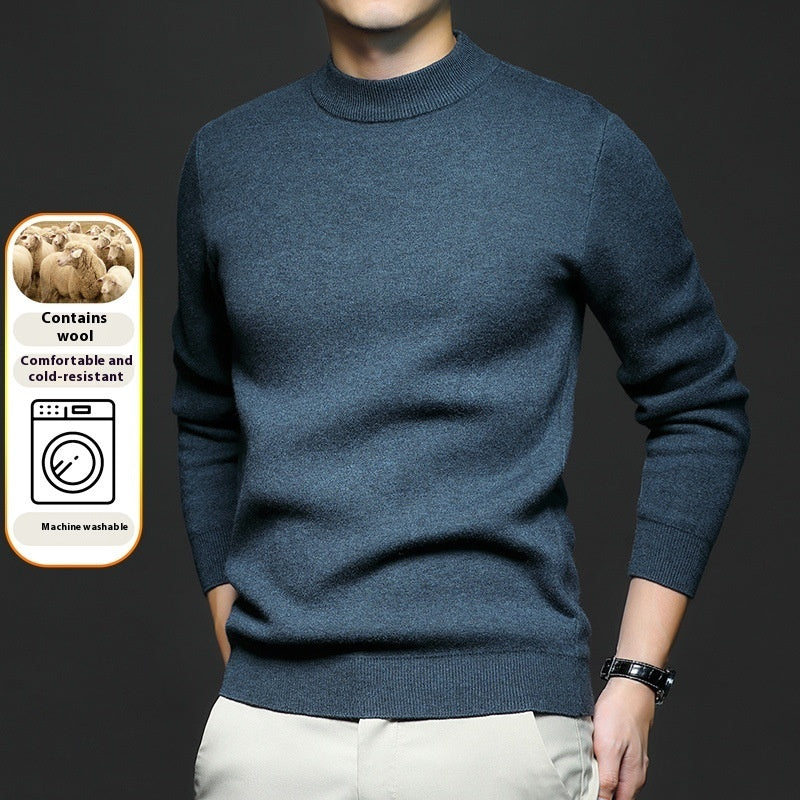 Men's Worsted Knitted Long Sleeve Sweater