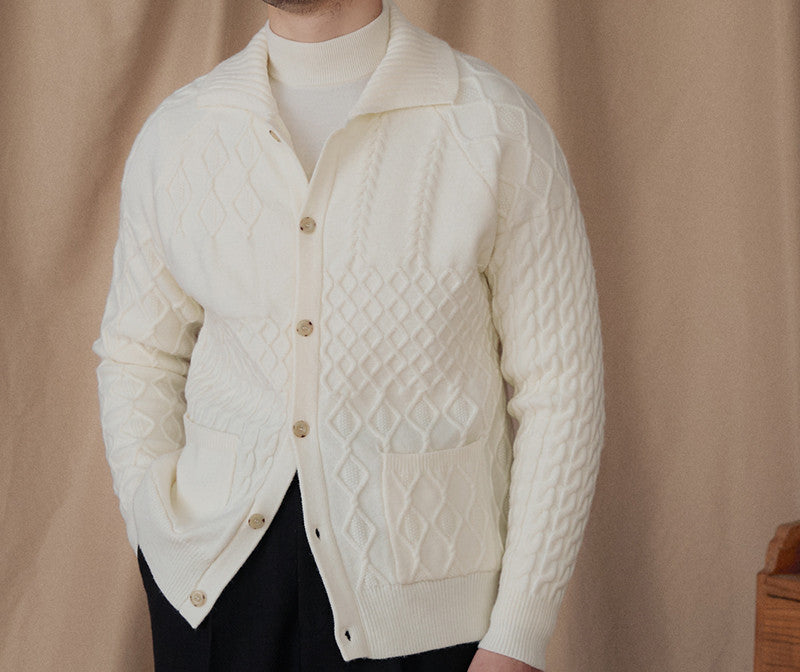 Thick Cardigan Vintage Jacquard Sweater