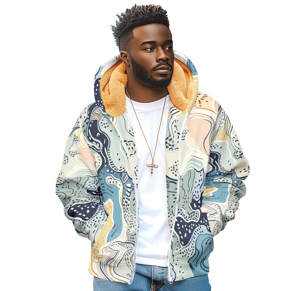 Men's Autumn And Winter Cotton Marble Texture jacket