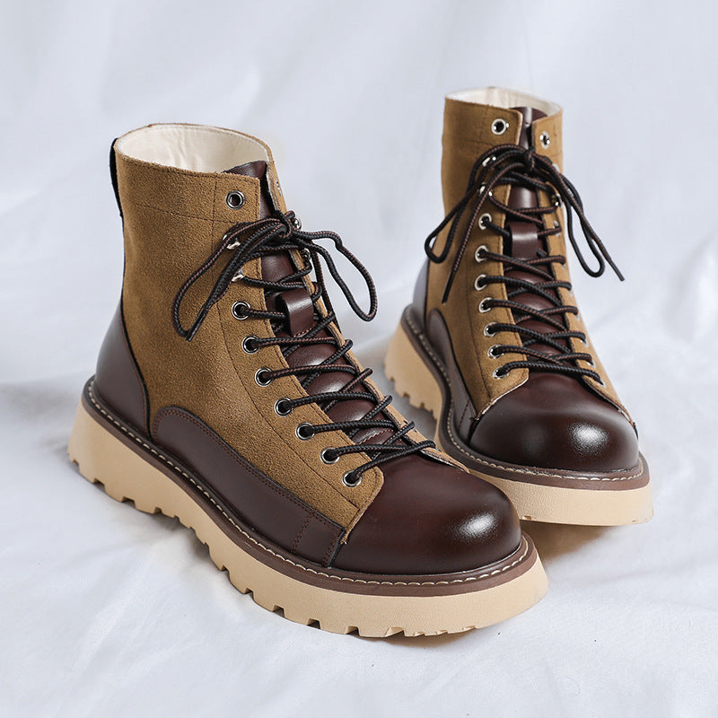 Patchwork Retro All-matching Work Boots